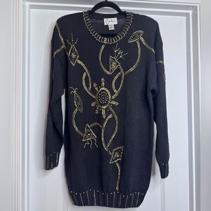 Vintage Carducci Black Long Sleeve Beaded Sweater